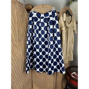 Skirt Blue Enchantress XL White With Blue Navy Polka Dots Maxi Long